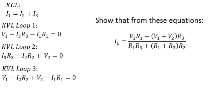 Solve the three equations to get i3